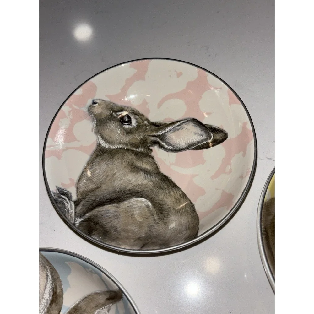 Williams Sonoma Damask Bunny Dessert Dip Small BOWL Floral Rabbit 5.5